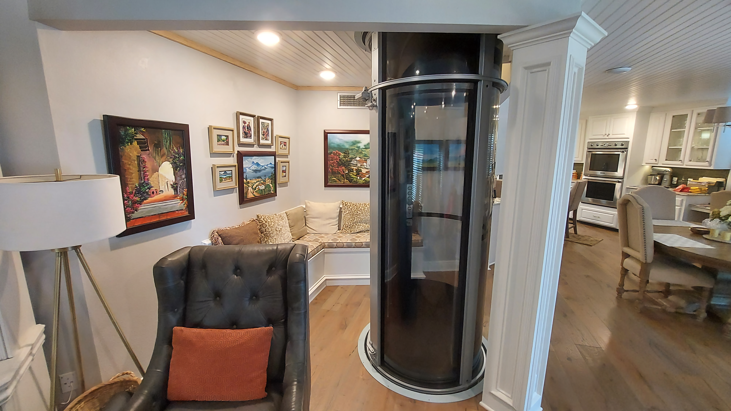 Pneumatic Vacuum Elevator inside accessible living room home space
