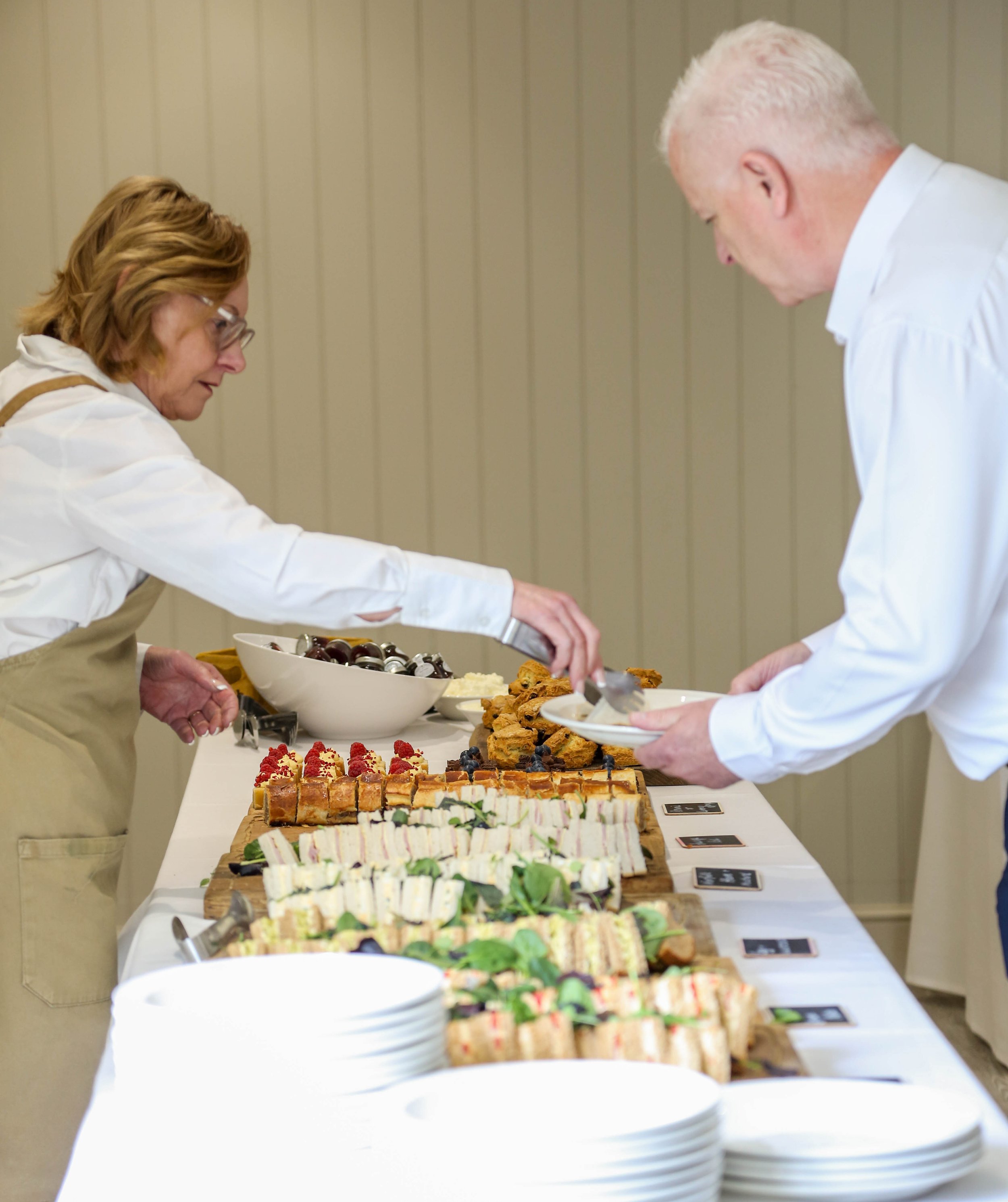 Buffet catering table being served at an event