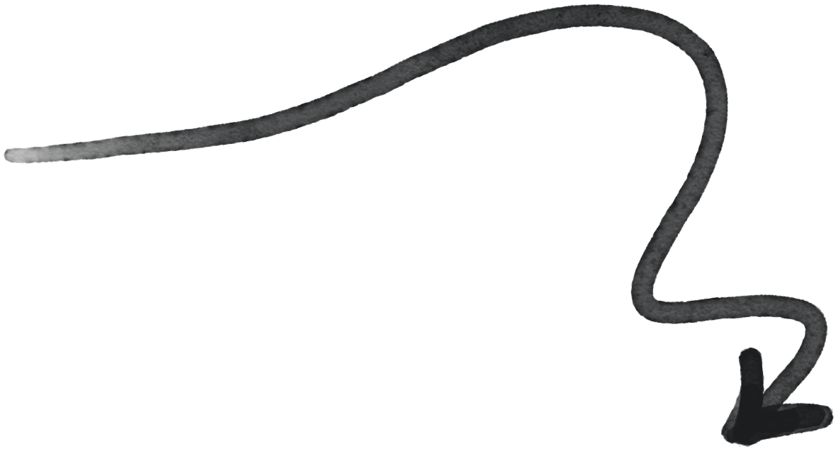 Black arrow curved to the right and downward with thick strokes.