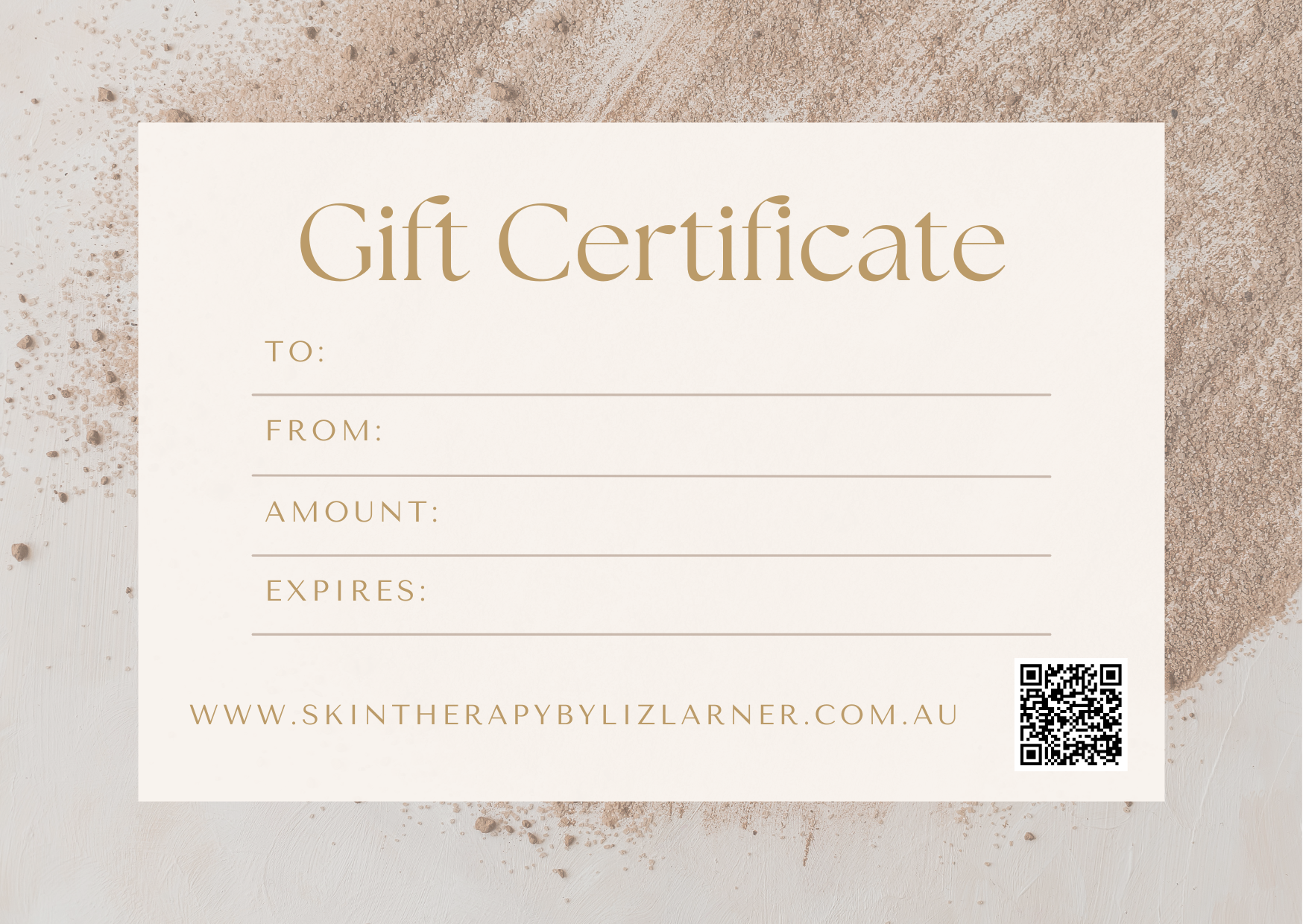 Liz Larner Gift voucher, Mornington Peninsula. Skin voucher