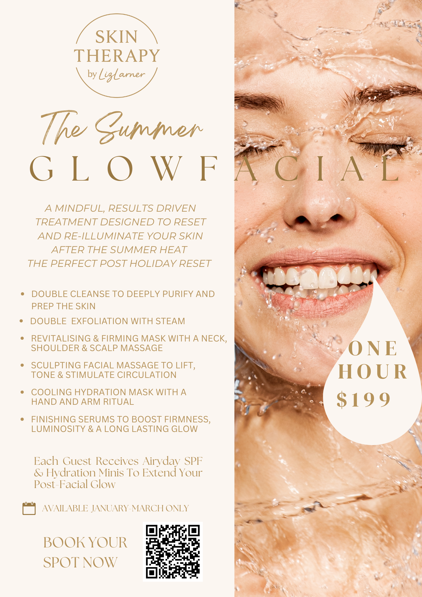 A promotional poster for a summer facial treatment. Gift Mornington Peninsula