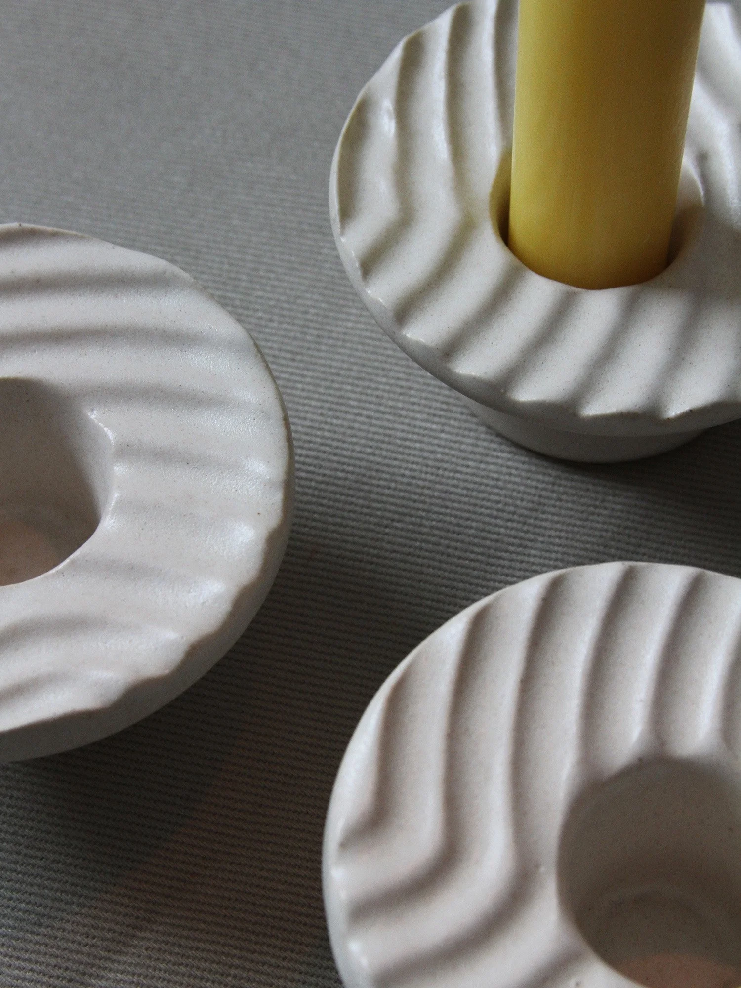 closeup of textured candlesticks