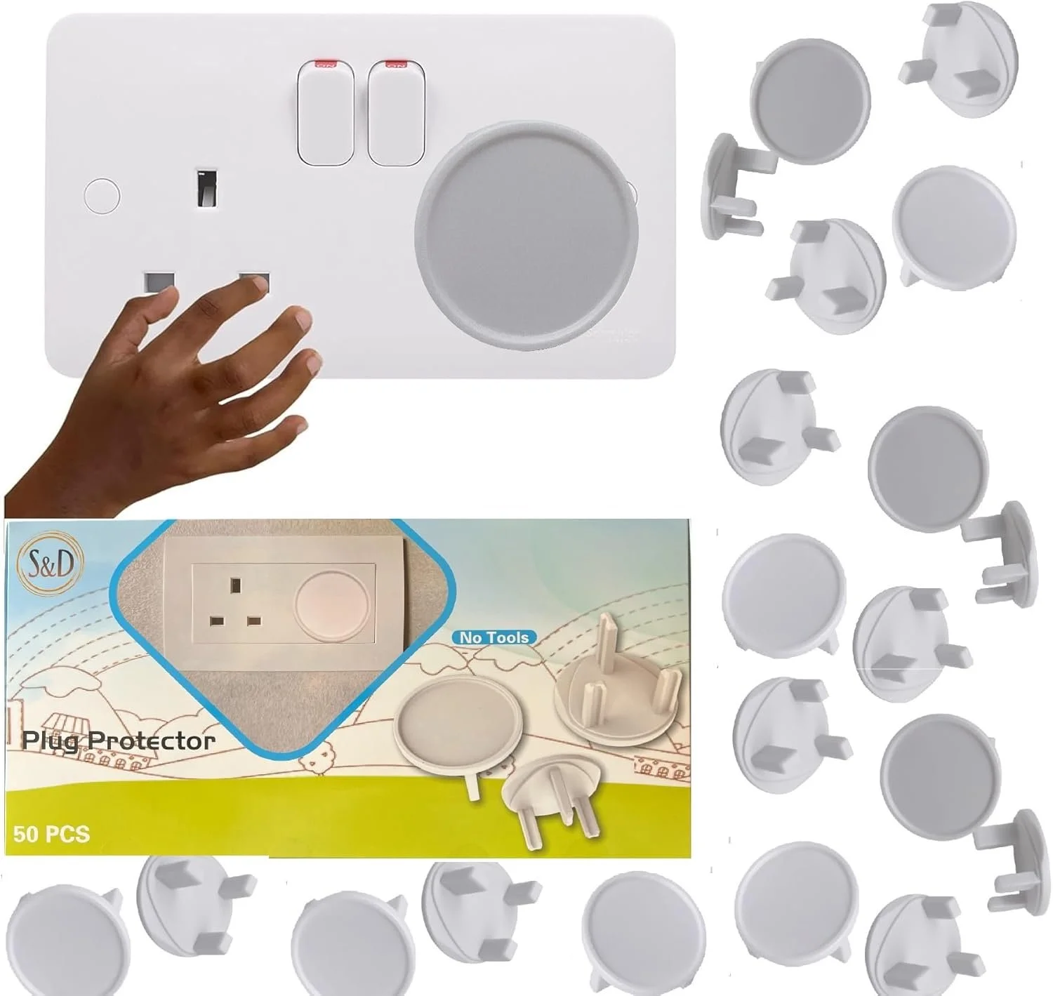 50-Pack Child Proof Plug Socket Covers | Baby Safety Caps for Electrical Shock Prevention