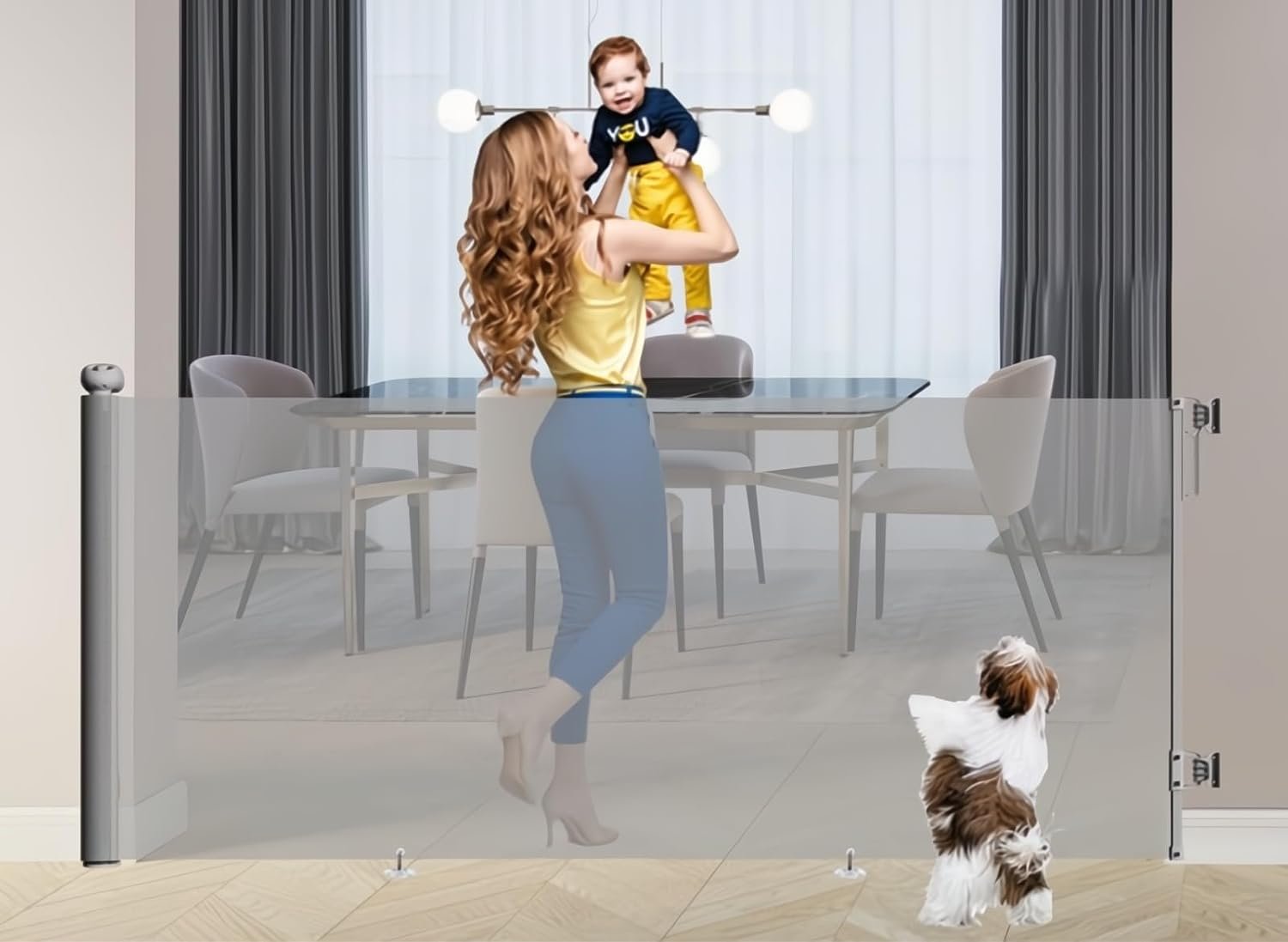 Retractable Baby Gate: Stair Safety Gate Roll, Pets, dog, Cat Extendable Barrier Gates Extra Wide Gates Foldable Durable and Strong (250cm Wide)