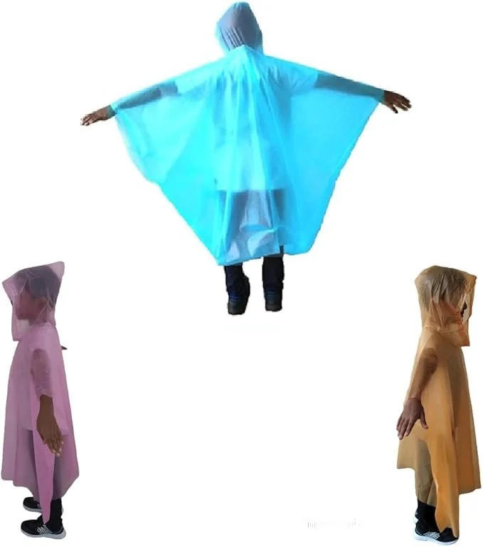 Disposable Rain Coats Ponchos Kids Raincoat Waterproof Lightweight kid Poncho for Children Boys & Girls (Mix)
