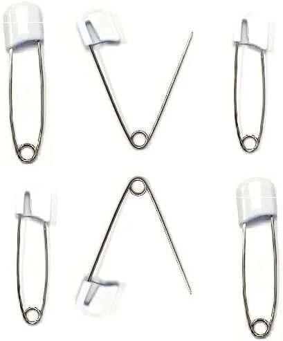 Safety Lock Diaper Pins | Plastic Head Nappy Clips for Baby Cloth Diapers (White)