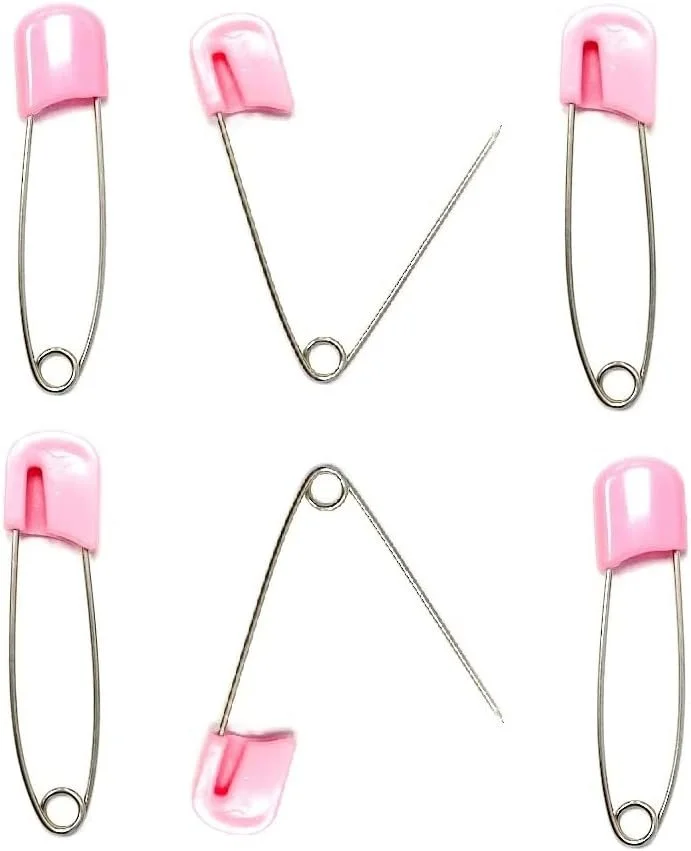 Safety Lock Diaper Pins | Plastic Head Nappy Clips for Baby Cloth Diapers (Pink)