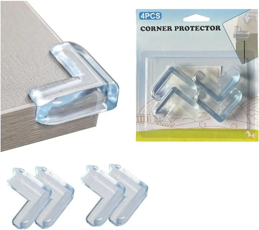 Corner Protectors for Baby Children Thick Table Cupboard Furniture Edge Protec Kids with Strong Adhesion, Corner Guard Cushion & Edge Safety Bumpers Clear and Transparent Proofing (Pack of 04)