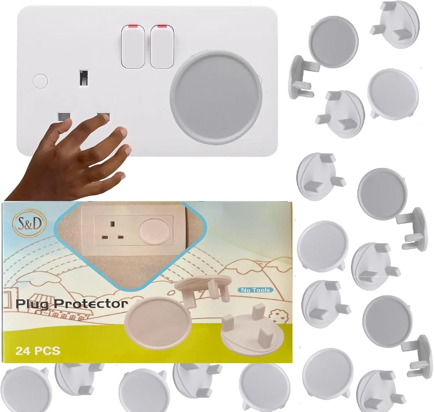 24-Pack Child Proof Plug Socket Covers | Baby Safety Caps for Electrical Shock Prevention