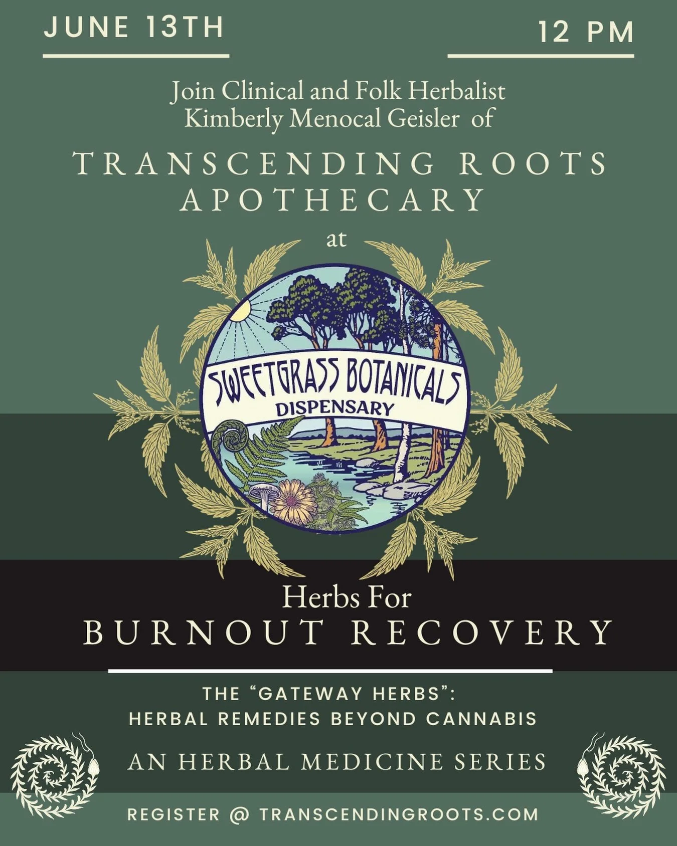 Join us for the first of a series of classes in partnership with @sweetgrass_berkshires in Lee MA , a series we are calling &ldquo;The Gateway Herbs&rdquo;: Herbal Remedies Beyond Cannabis

In our first of the series, we will explore Burnout Recovery