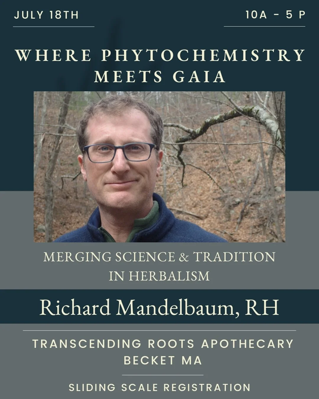 I am so excited to welcome back Rich Mandelbaum on Saturday July 18th for &ldquo;Where Phytochemistry Meets Gaia&rdquo;.

Sometimes as herbalists we can compartmentalize our approach to plant medicine: a science-based approach, or a tradition / Earth