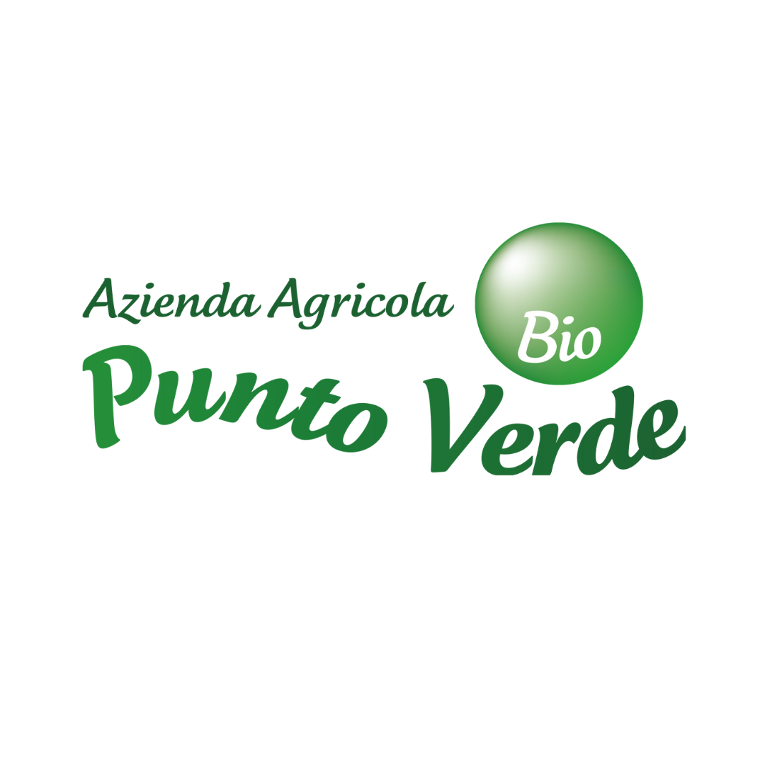 Logo mit Text 'Azienda Agricola Bio Pumo Verde', grüne Schrift und grüne Kugel mit dem Wort 'Bio'