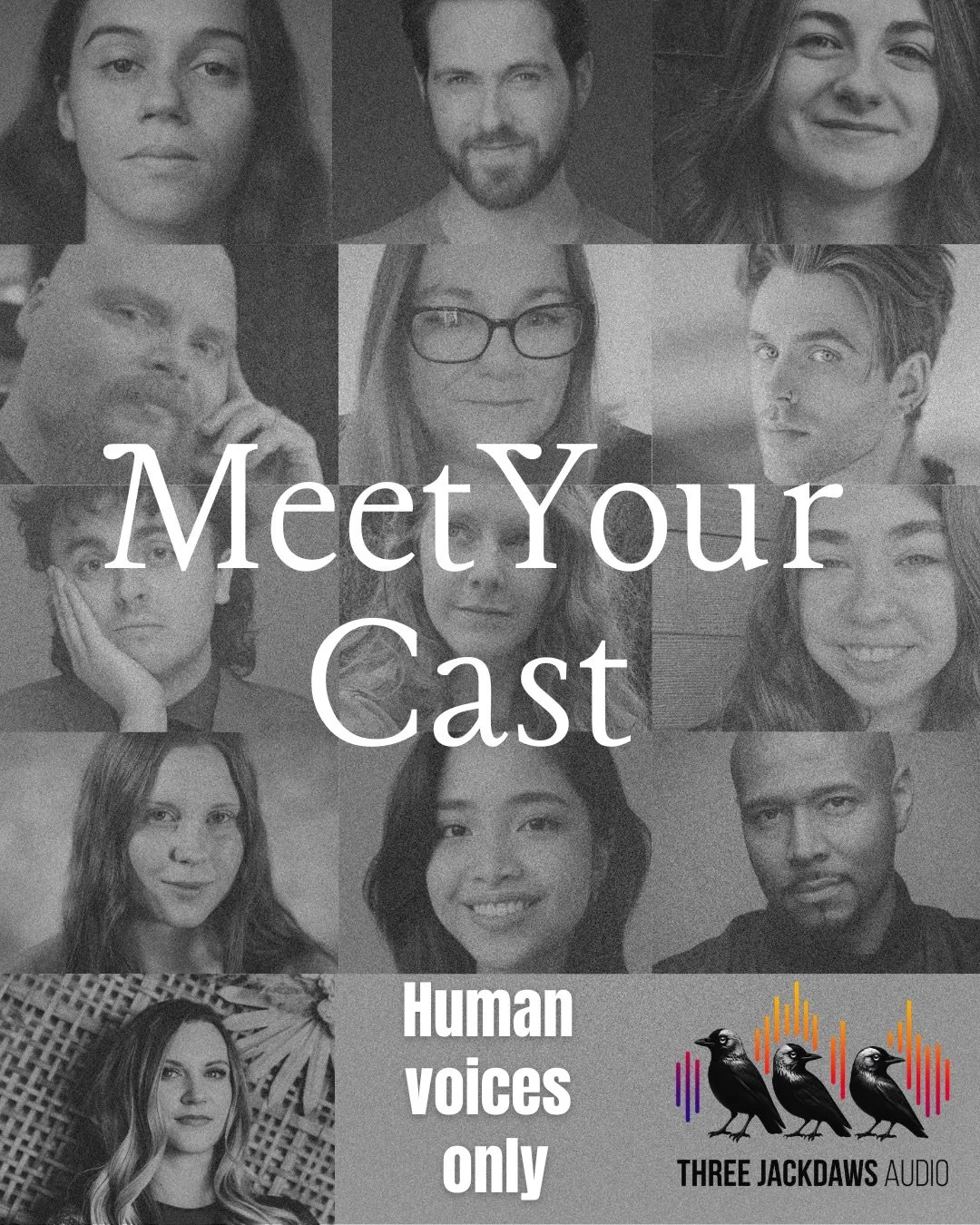 Meet Your Cast 📚🎧 

We will absolutely never stop shouting from the rooftop that all of our cast are HUMAN and FABULOUS! 
Here at Three Jackdaws Audio, can you choose from our insanely talented cast, with a diverse range of accents between them, fi