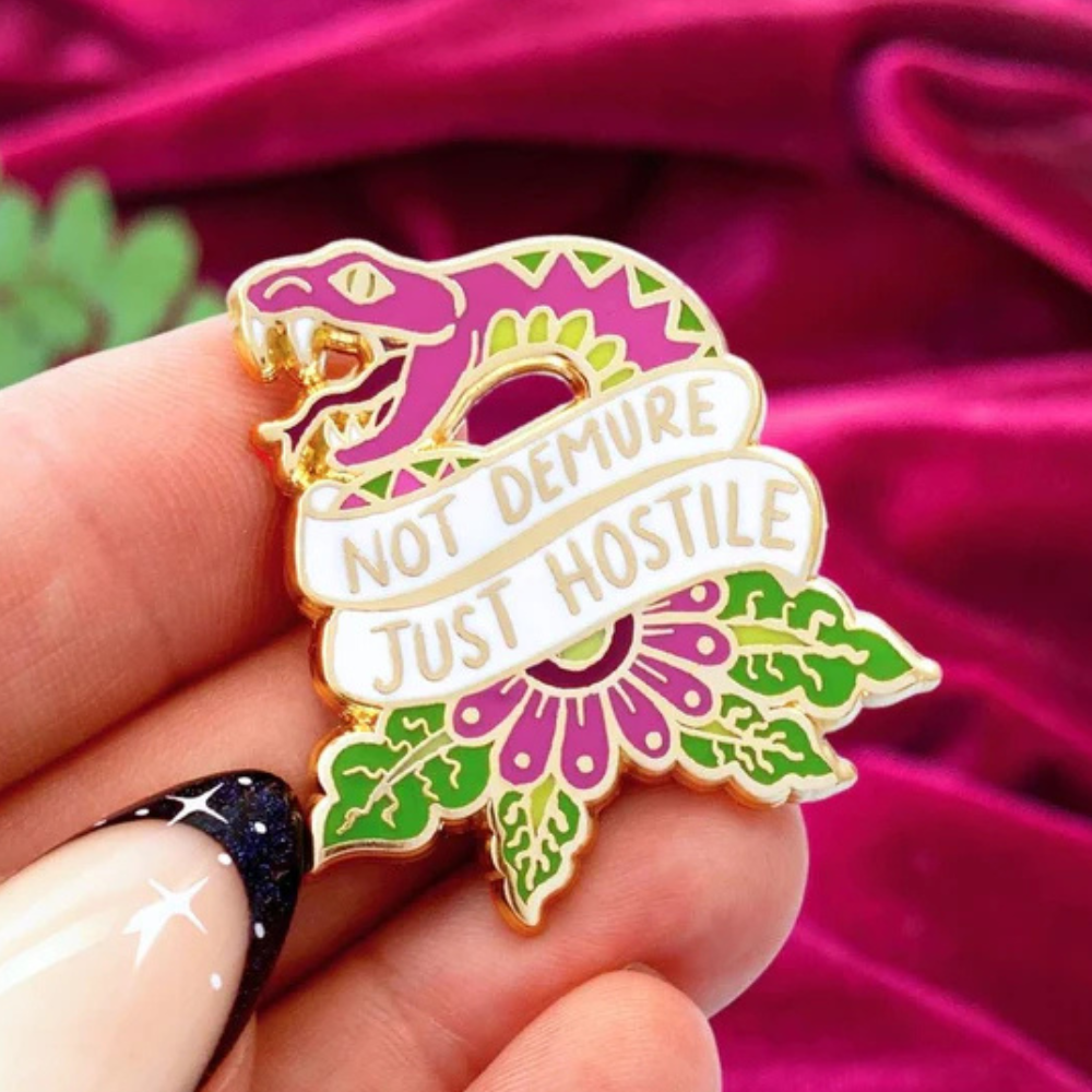 Jubly-Umph Lapel Pin - Not Demure Just Hostile