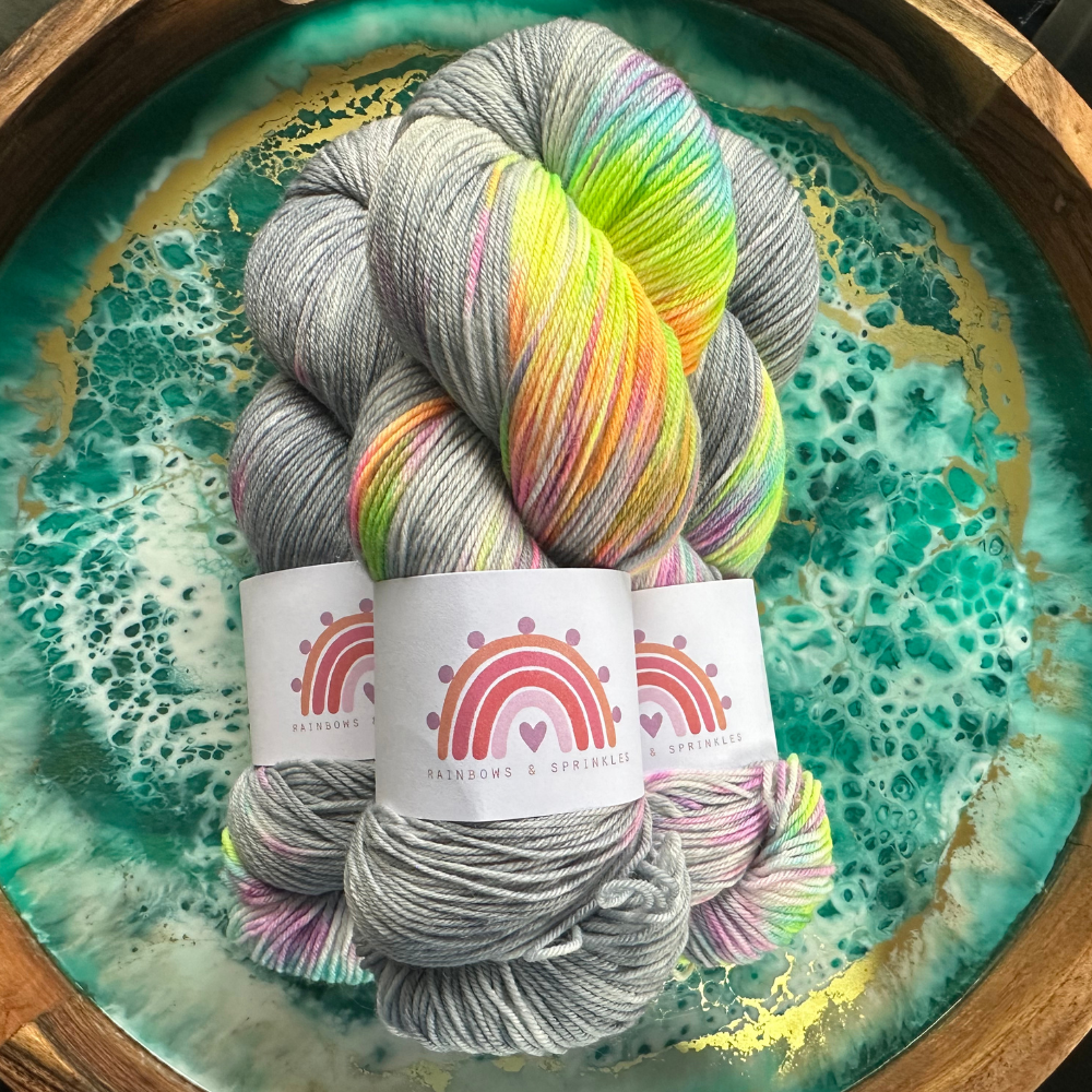 Rainbows & Sprinkles Neon Storm yarn