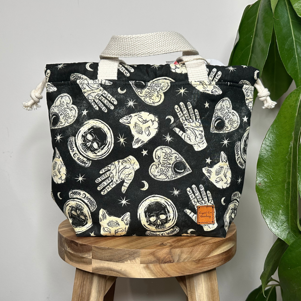 Crystal Cat Stitchery Drawstring Project Bag