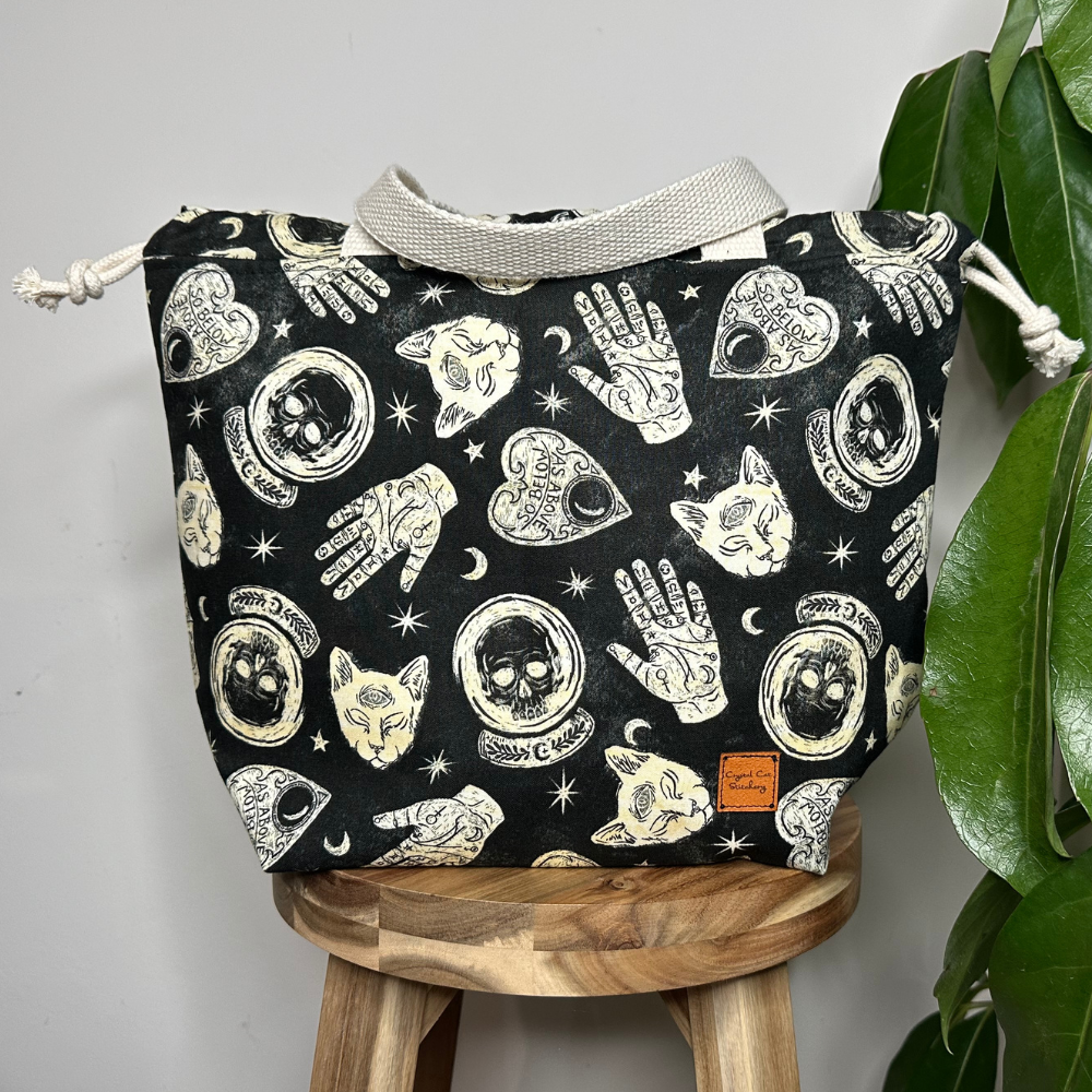 Crystal Cat Stitchery Drawstring Project Bag