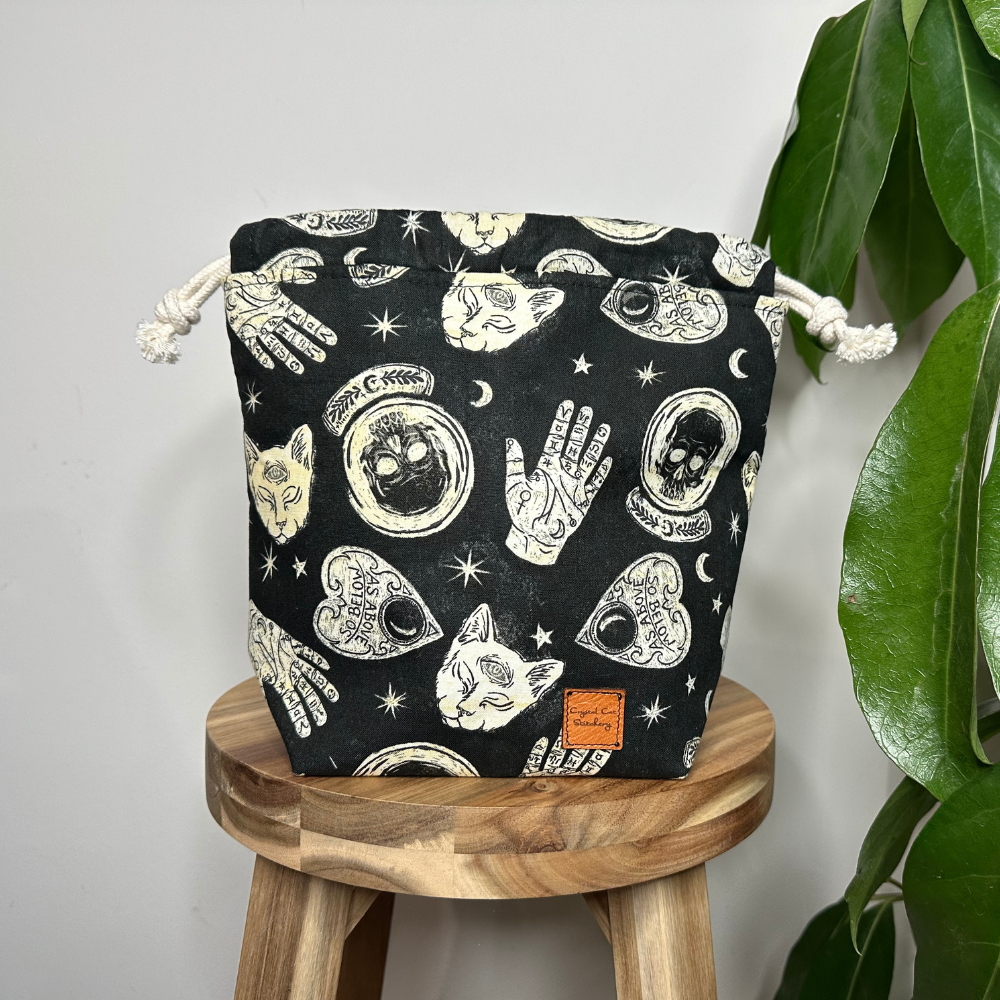 Crystal Cat Stitchery Drawstring Project Bag