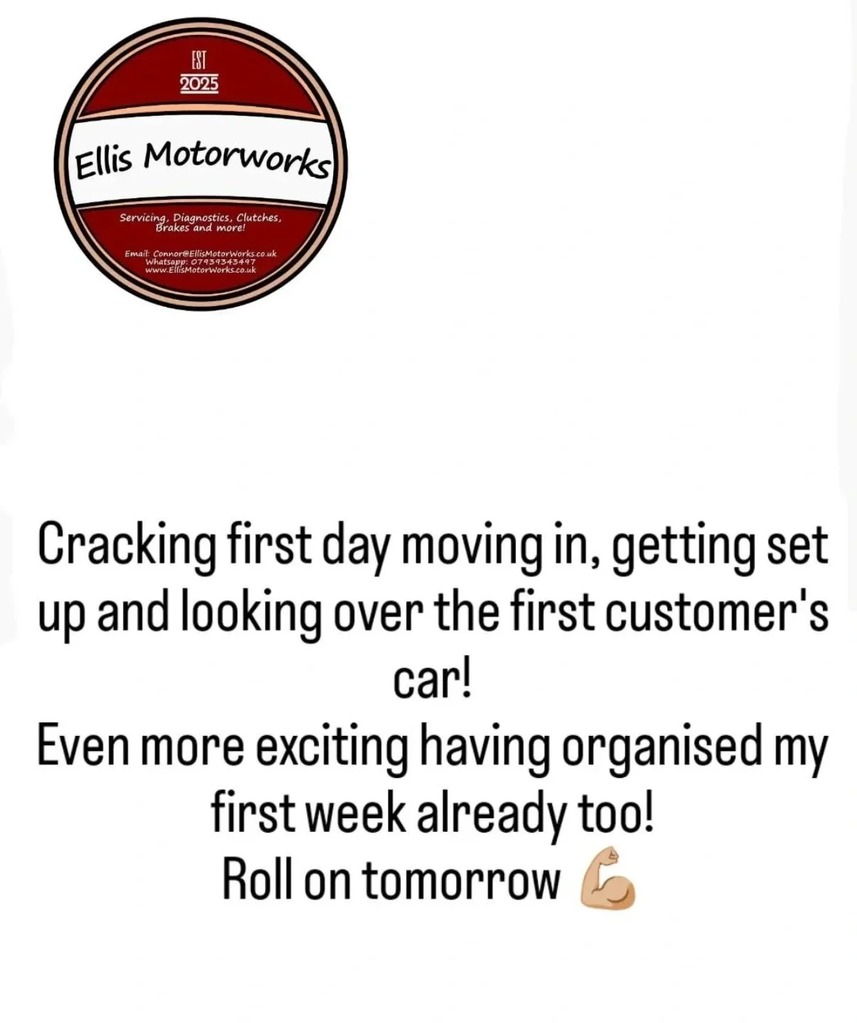 That's the first day done and done!
Got moved in comfortably to a point I can start working!
Done a load of admin bits and then had time to look at the my first customer's car and make an action plan.
First week is already booked up and looking good,
