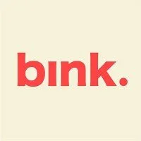 Red lowercase word 'bink.' on a beige background
