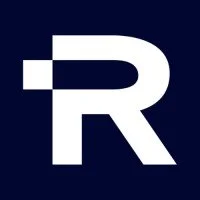 White letter 'R' on a dark blue background