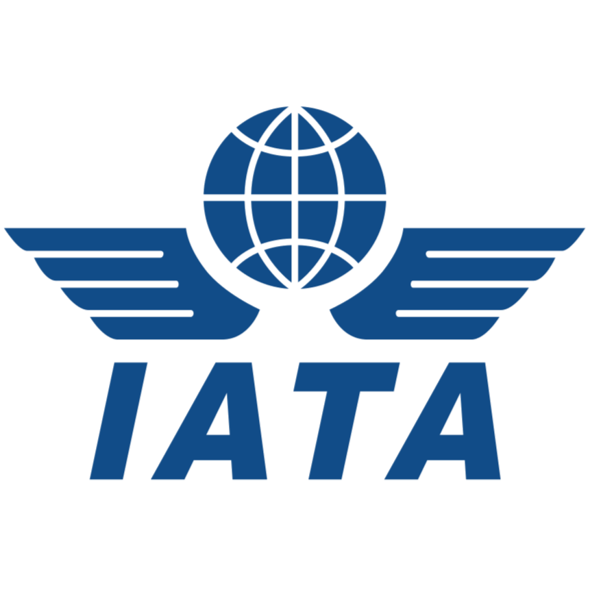 Logo of the International Air Transport Association (IATA) featuring a globe with wings and the acronym IATA below.