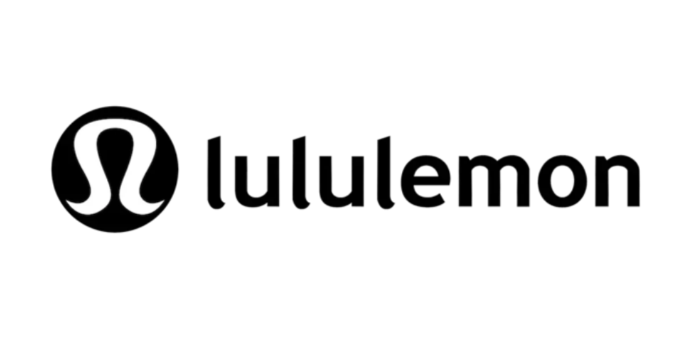 Lululemon logo featuring a stylized heart and the brand name in lowercase letters.