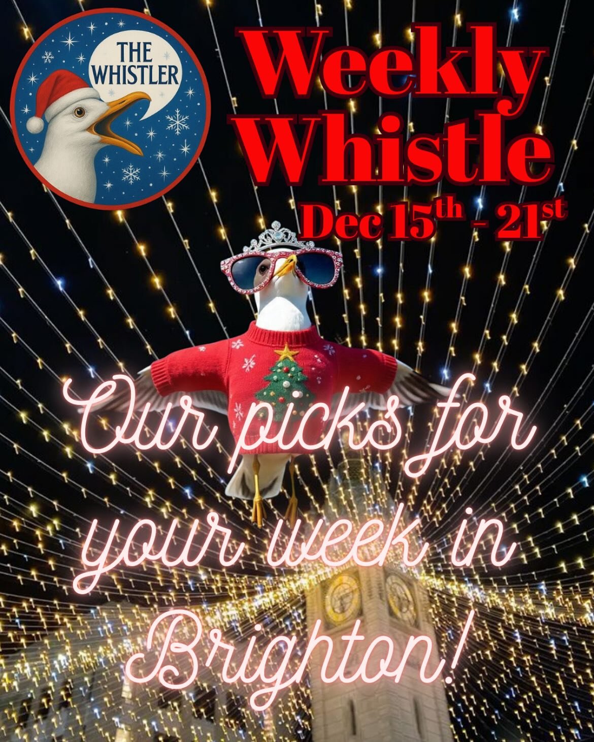 Week 3 of Whistlemas! Amazing line up this week, particularly @foodgillysmith &lsquo;s cookbook pop up sale at @patio______  on Tuesday, and @coma_red_band first headline show at @theprincealbertbrighton on Wednesday! Enjoy!!
With good tidings,
Sammy