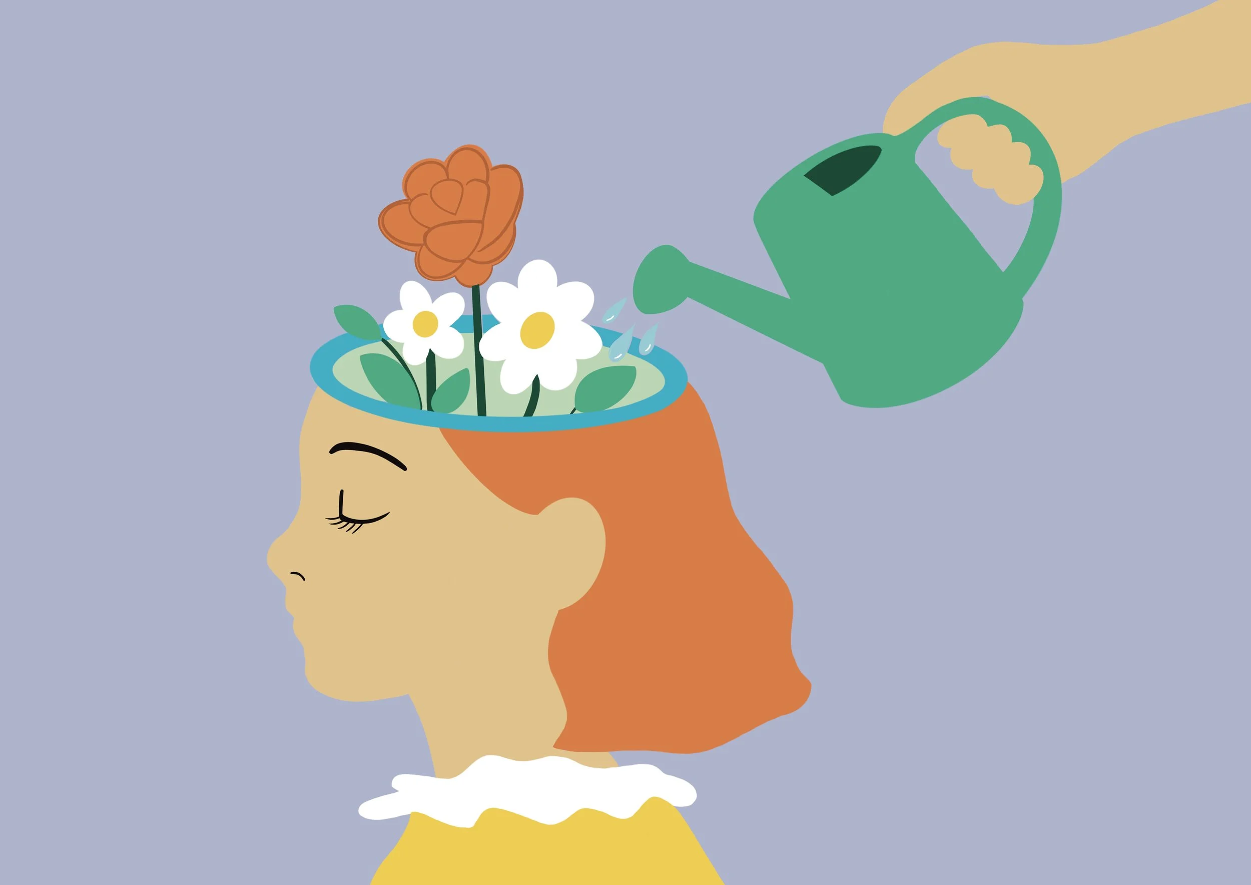 Visage arrosé qui donne des fleurs