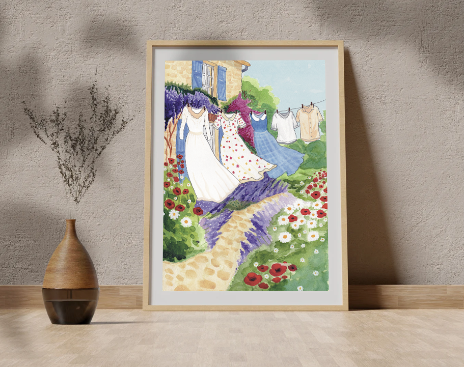 Print aquarelle jardin d'été