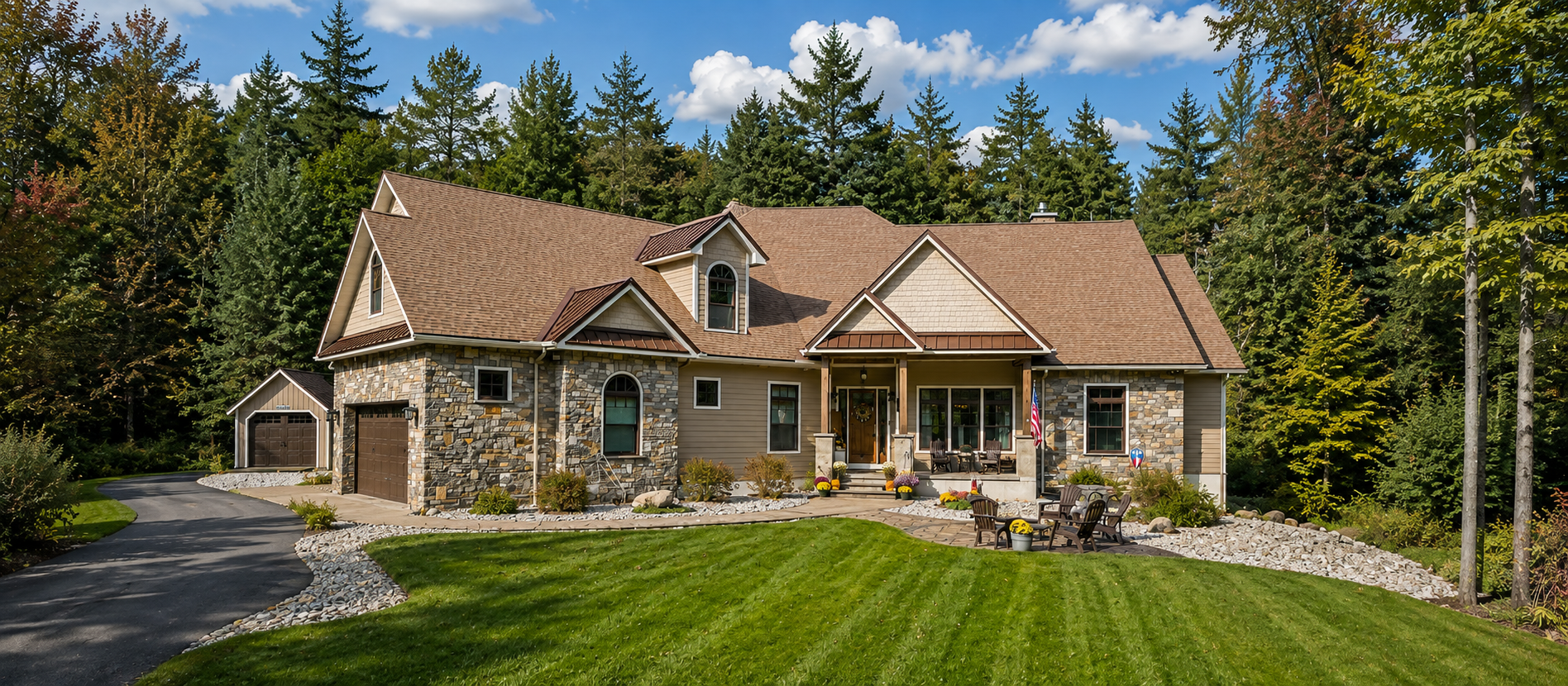 New Construction Big Stately Residential Home Pillars 