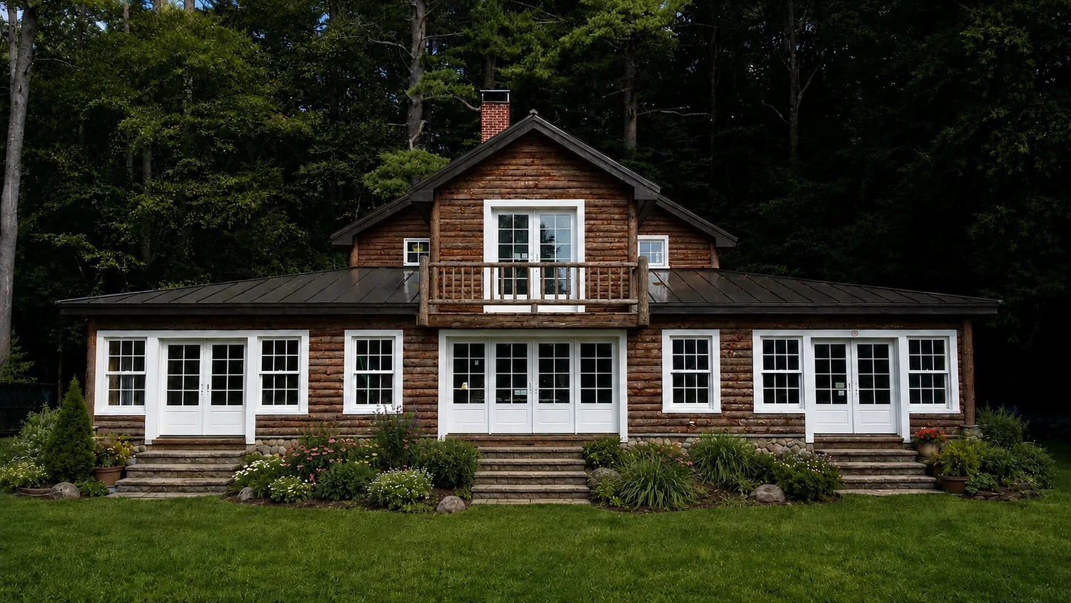 Large rustic wood home after transformation