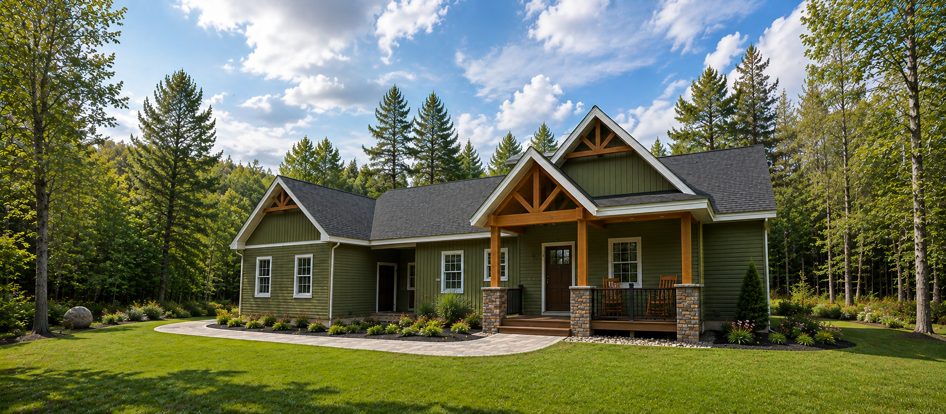 New Construction Spacious Green Home Wood Accents