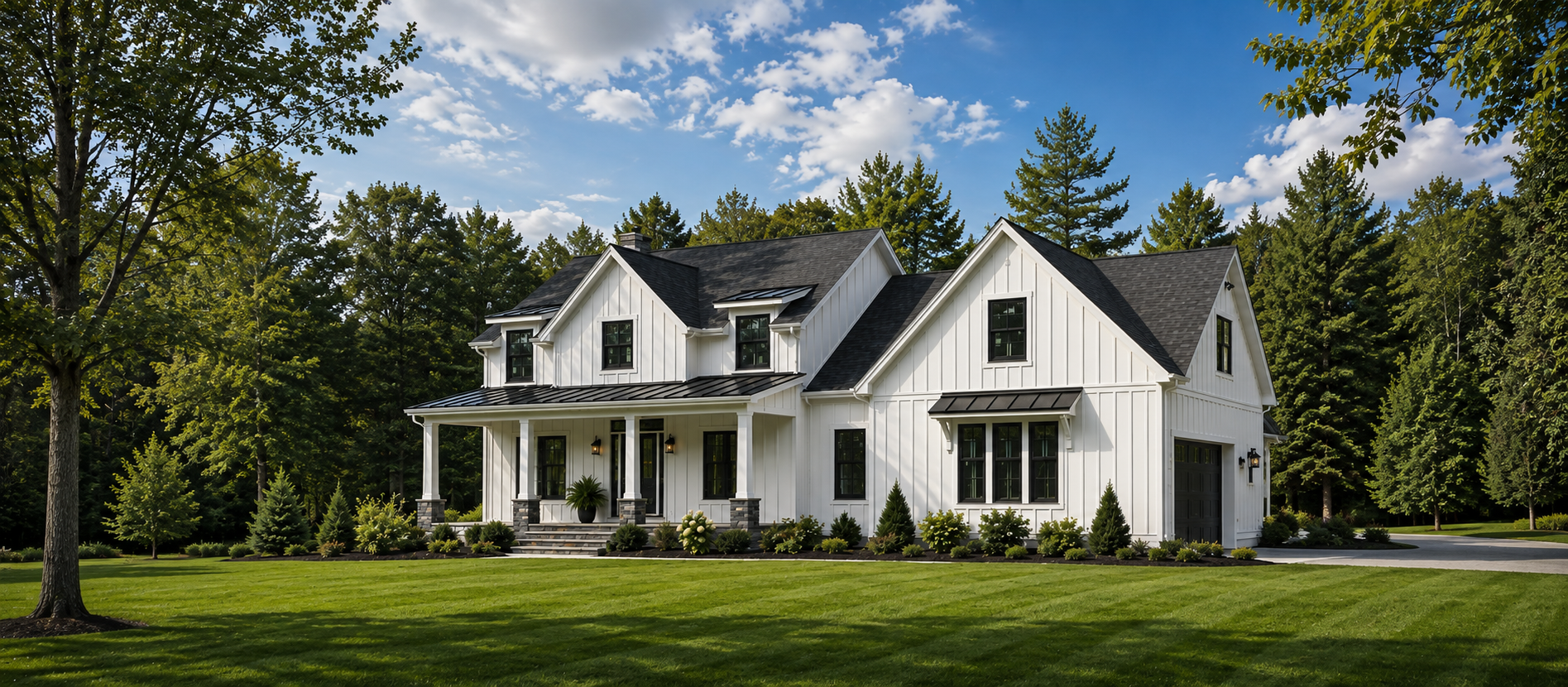 New Construction White Residential Home Pillars
