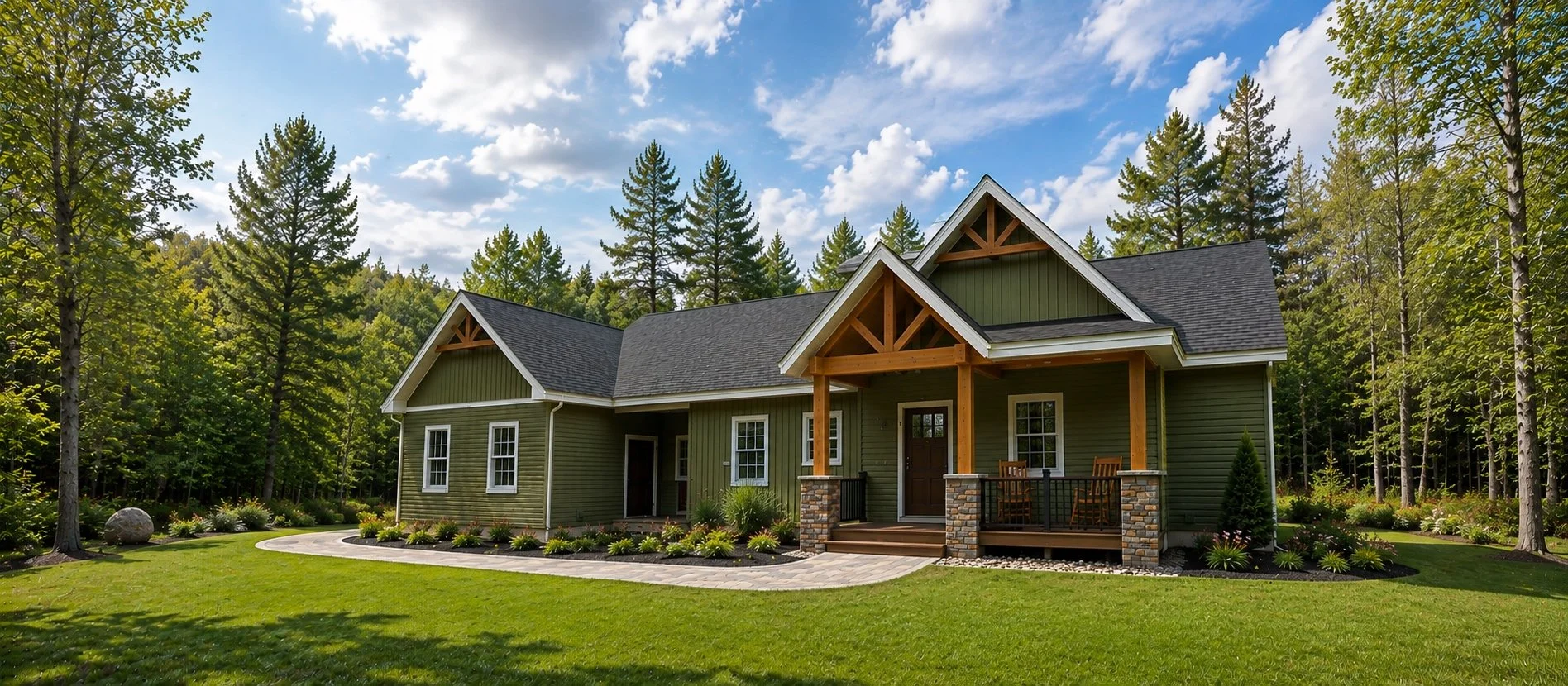 New Construction Spacious Green Home Wood Accents