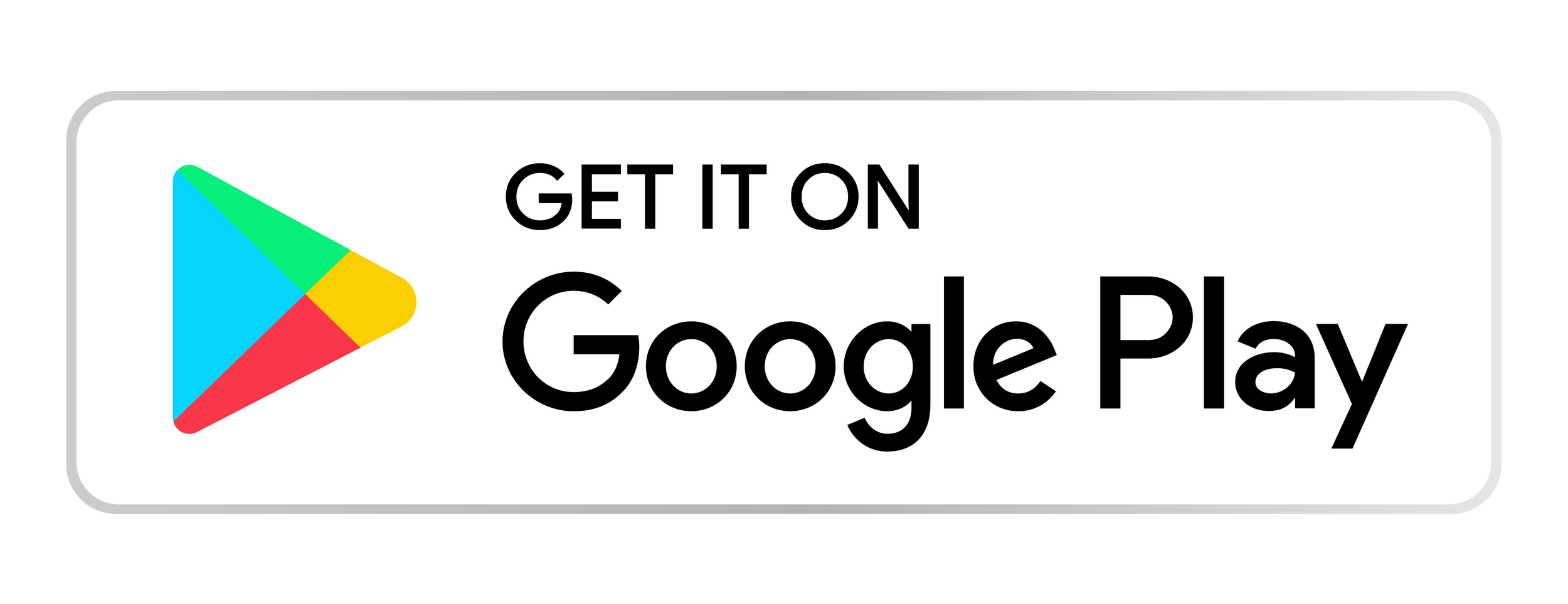 Google Play store badge with a multicolored play button icon and the text 'Get it on Google Play' in black.