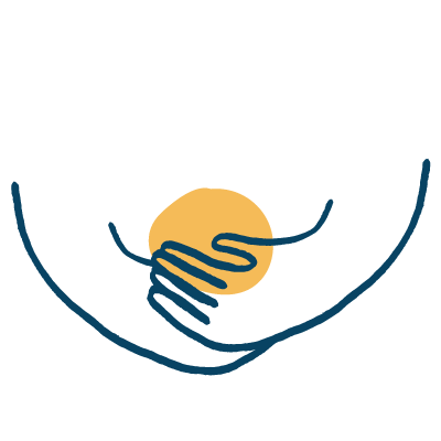 Illustration of two hands cradling a yellow circle