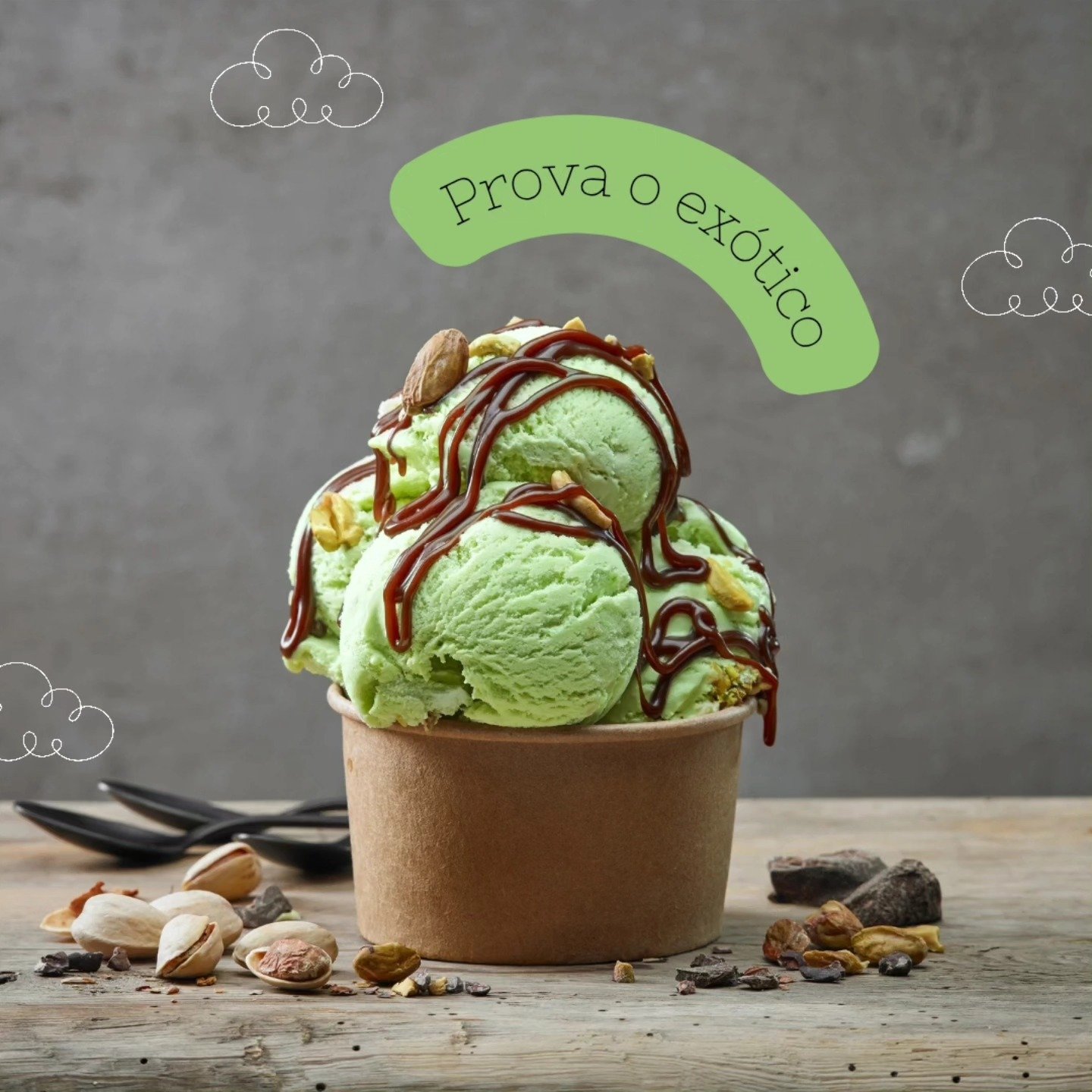 Prova o ex&oacute;tico! Gelado de pist&aacute;chio para os aventureiros do paladar. Sugest&atilde;o: seja ousado e experimente com um dos nossos toppings!! 
#geladopistachio #pistachio #geladoitaliano #sabores #saboresex&oacute;ticos #exotic
