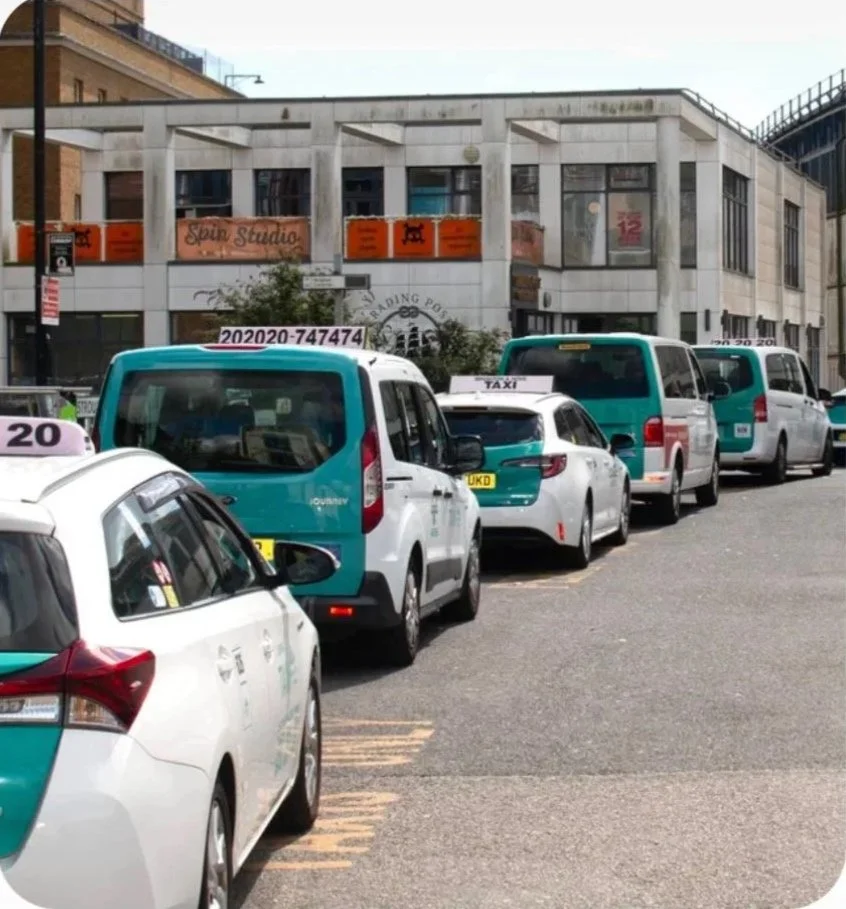 Brighton and Hove Streamline Taxis cabs on the rank at the back of Brighton Station