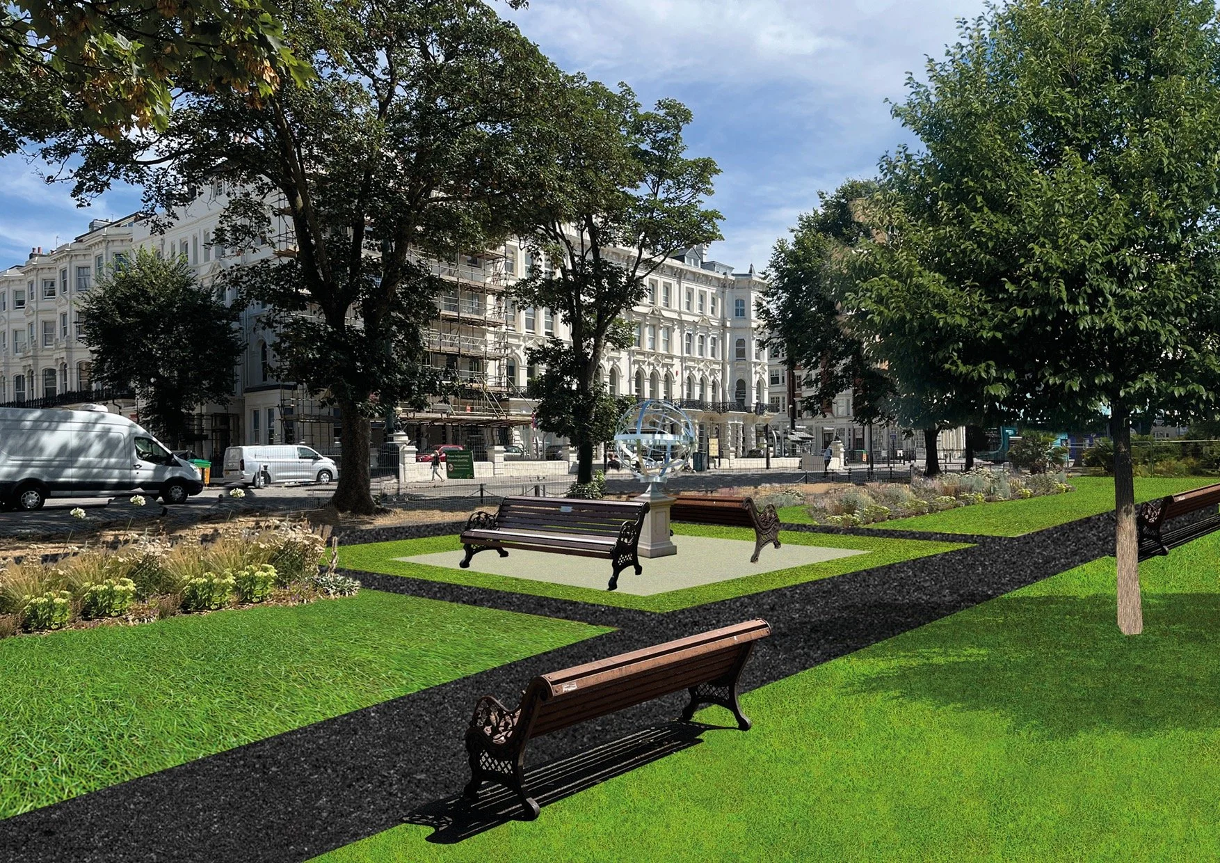 Artist's impression of armillary sphere at Palmeira Square
