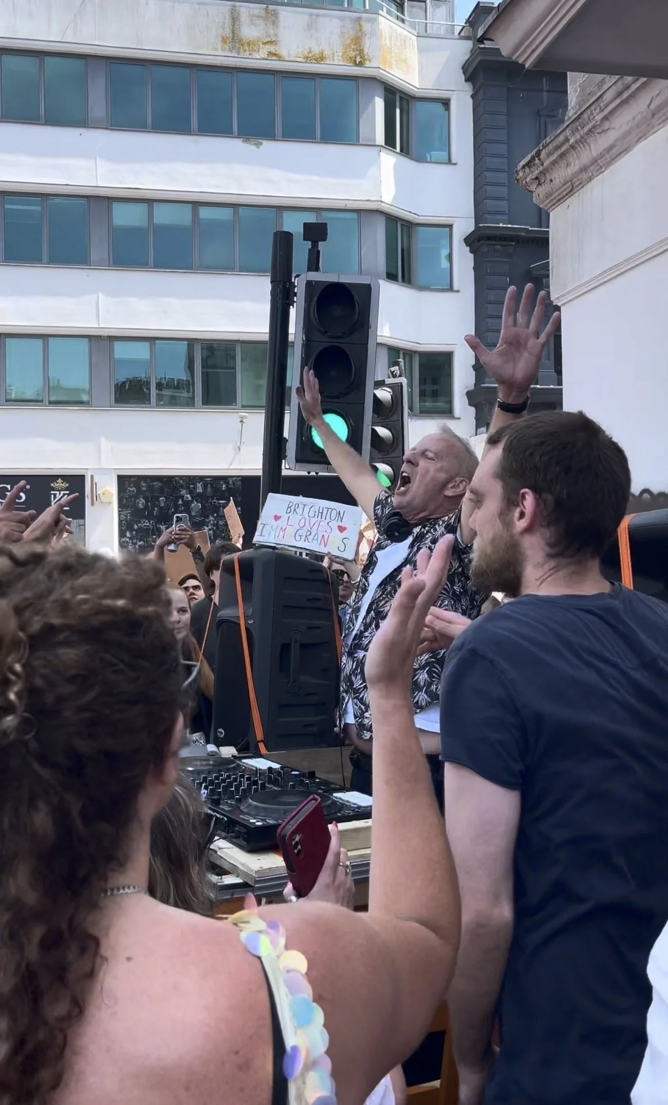 Fatboy Slim Played a Free Set Outside Brighton Station as Thousands Shut Down the Far Right