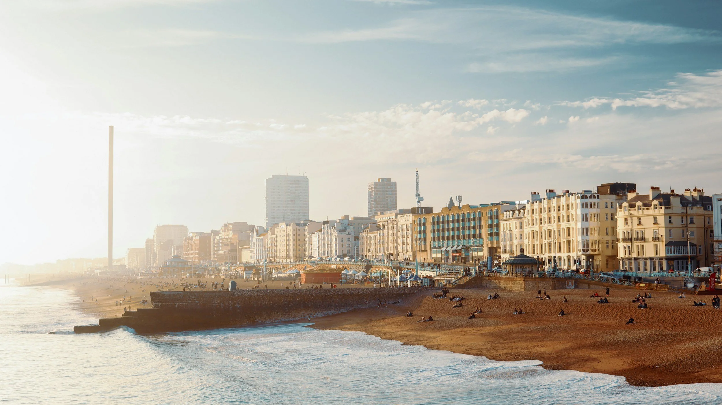 Brighton seafront and beach at golden hour, the UK's best city for nightlife in Time Out's 2026 ranking