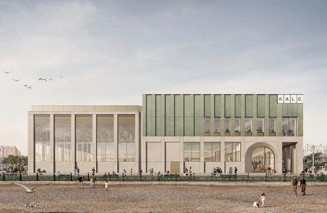 Daytime view of the proposed new King Alfred Leisure Centre frontage seen from the beach