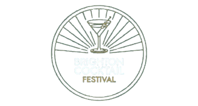 Neon sign with a cocktail glass illustration and text that reads 'Brighton Cocktail Festival' in white and yellow on a black background.