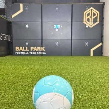 The Precision Wall target training board at Ball Park Brighton Marina with a ball ready to strike