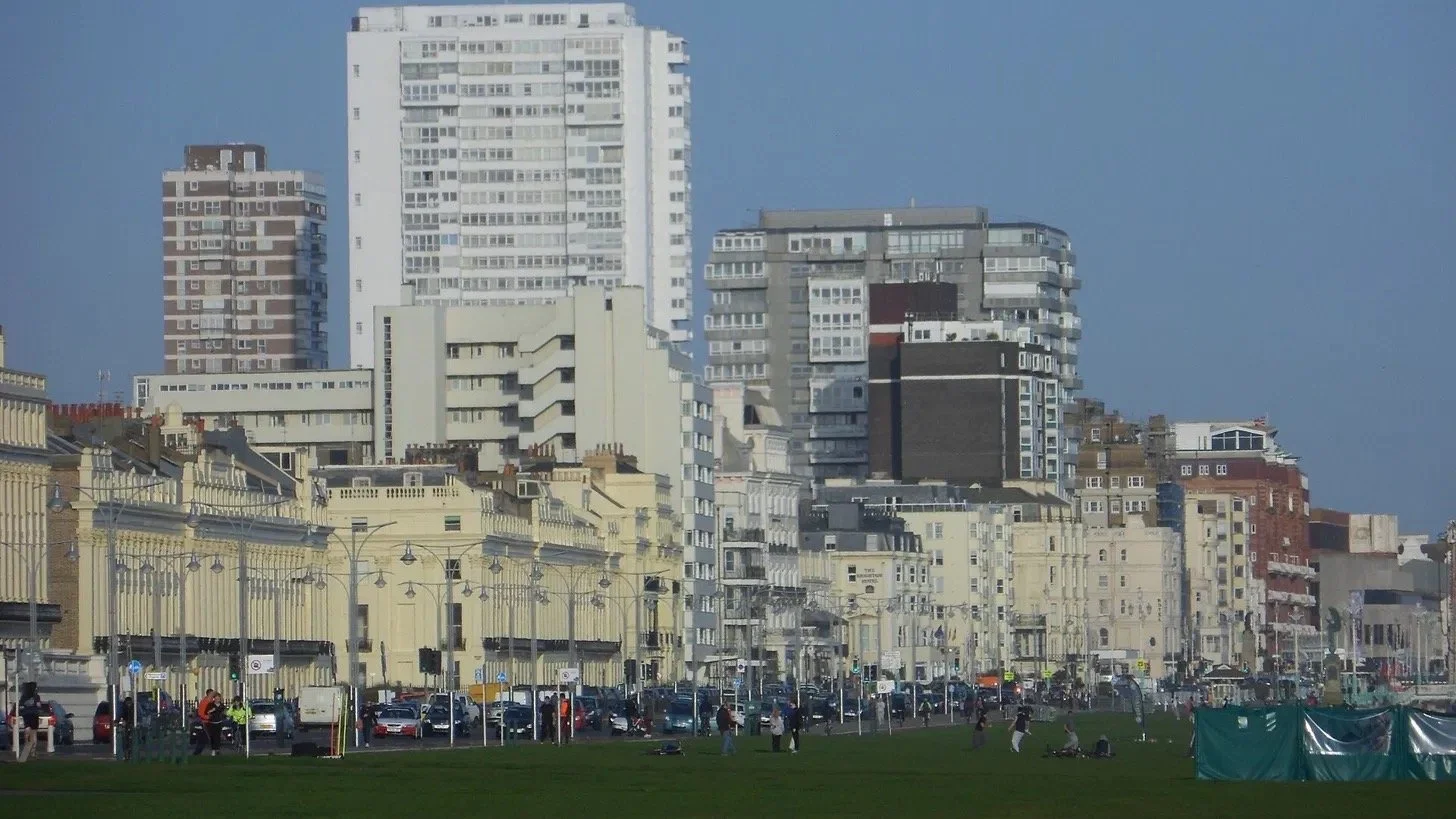 View from Hove Lawns towards Sussex Heights and Brunswick Terrace on the Brighton and Hove seafront