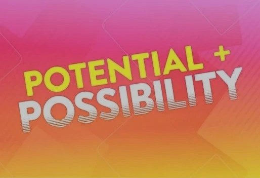 Bright motivational graphic with the words Potential and Possibility representing the University of Brighton paramedic science course ambitions