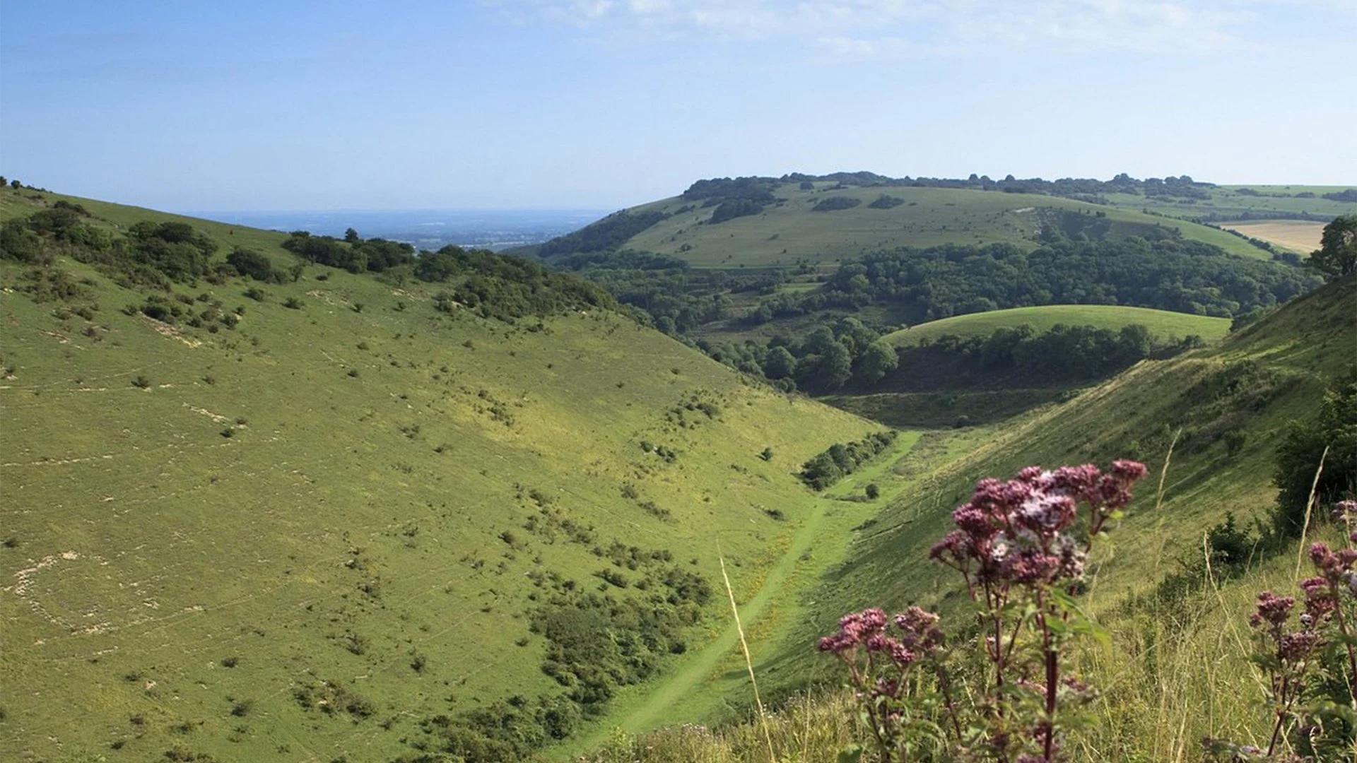 A rainbow over a hillside landscape for the Sound Baths from Nature sessions