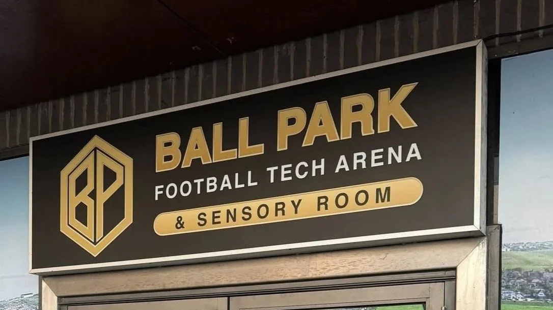 Ball Park Football Tech Arena and Sensory Room sign at Brighton Marina