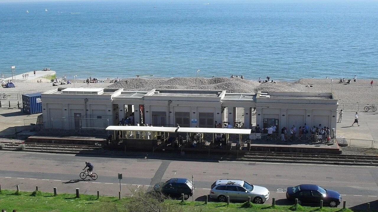 Black Rock Station on the Volk's Electric Railway beside the sea on Brighton's eastern seafront